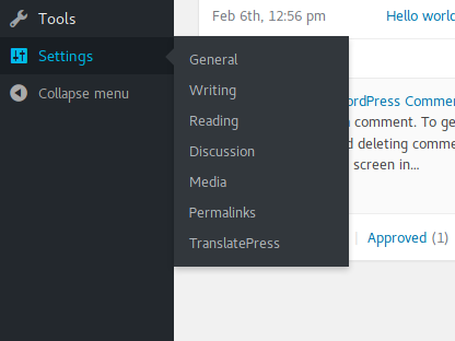 Location of TranslatePress Settings in WordPress