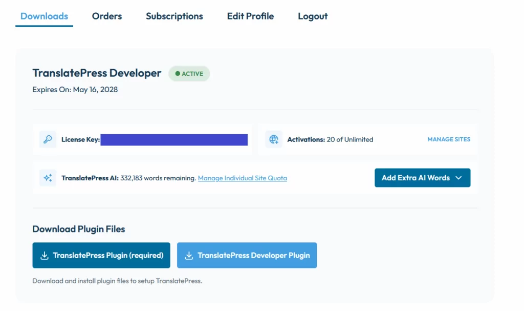 TranslatePress Install Paid Version