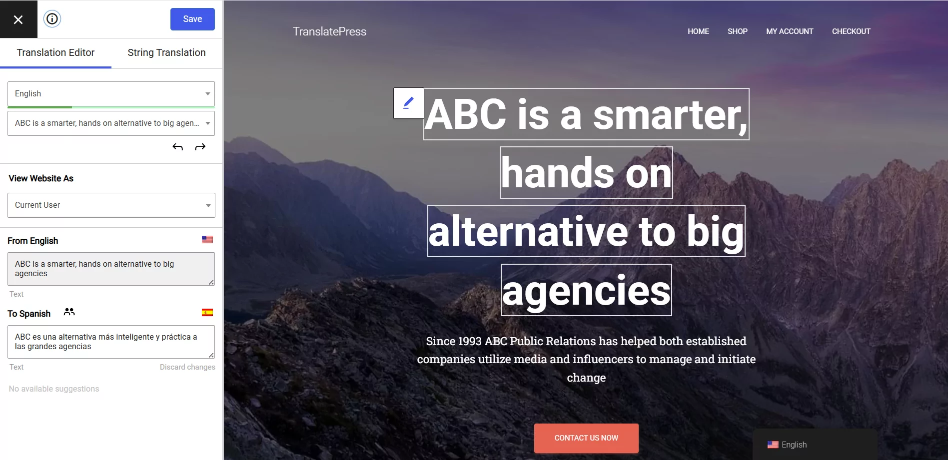 TranslatePress Translation Editor