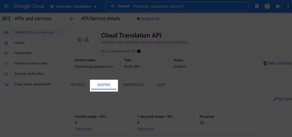 Generate Google Translate API Key - TranslatePress