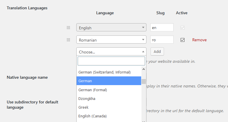 Adding extra languages to WordPress site