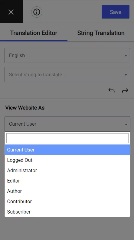List of user roles in Translation Editor