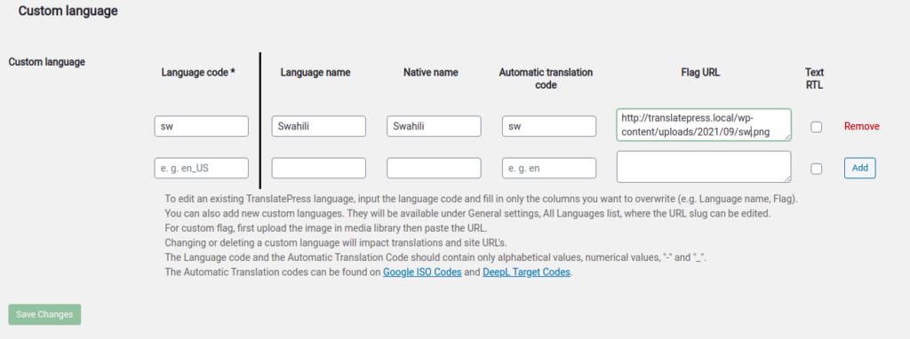 Change default flag in TranslatePress