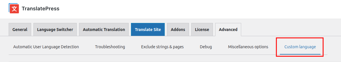 Add a custom language - TranslatePress