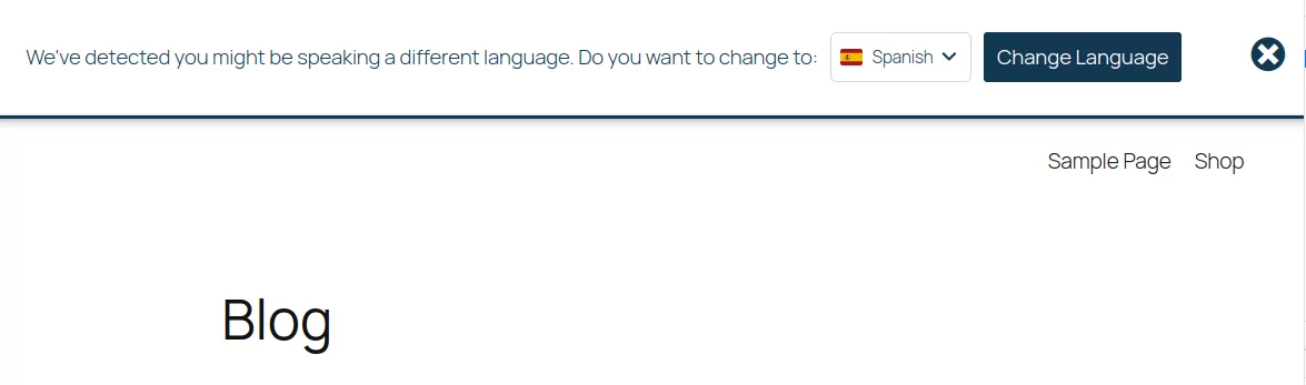 Add-on per il Rilevamento Automatico della Lingua dell'Utente - Barra di saluto prima del contenuto