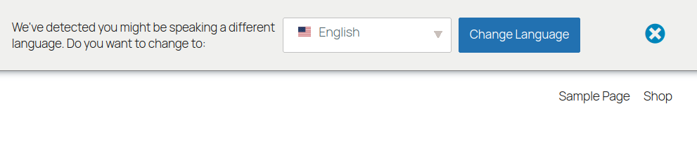 Automatic User Language Detection Add-on - Hello bar before the content