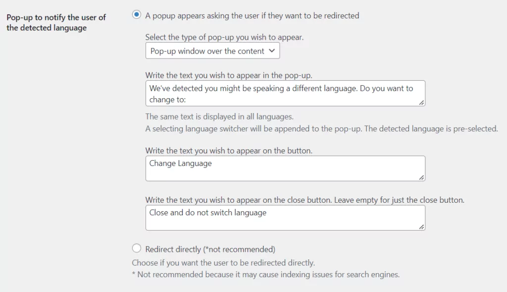 Automatic User Language Detection Types