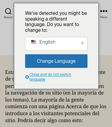 Automatic User Language Detection Add-on - Responsive Pop-up window over the content