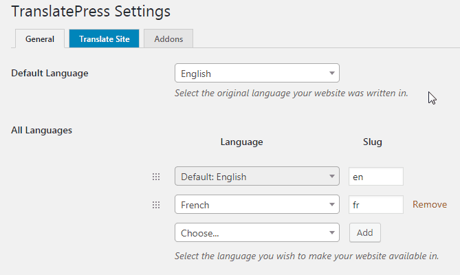 how to change default language to english