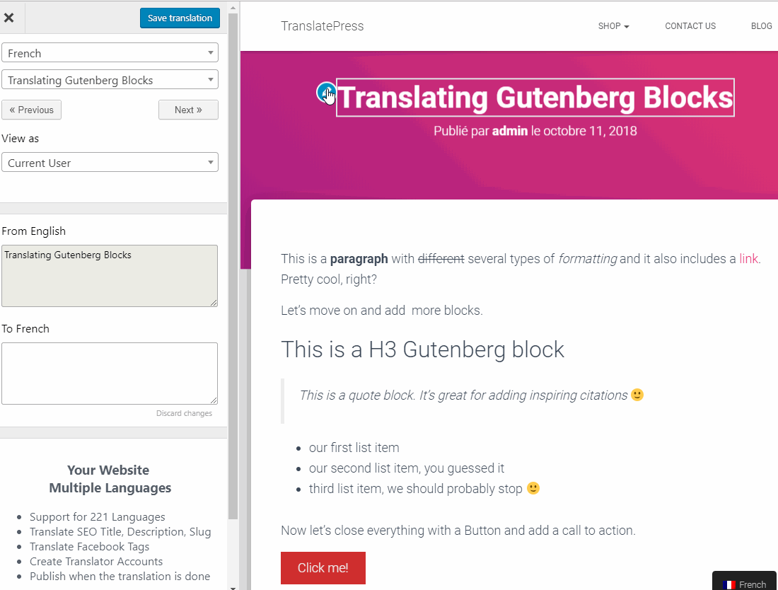 Translate Gutenberg Blocks Heading