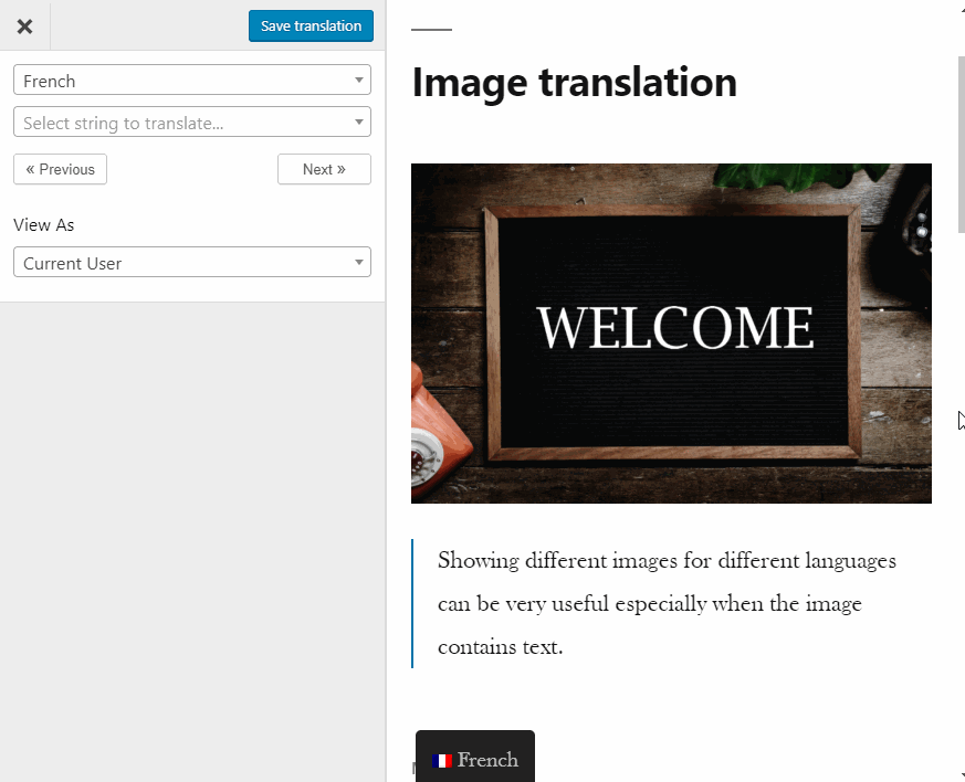 Translate Gutenberg Image Block using TranslatePress