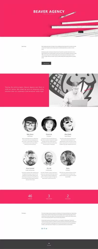 Full page view of the page created with the Agency template in Beaver Builder