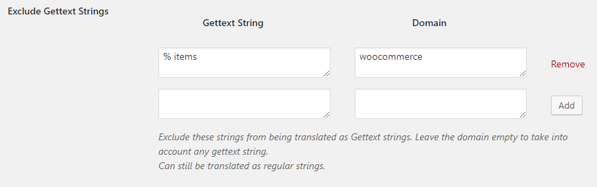 Excluding gettext strings