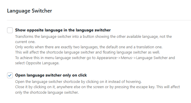TranslatePress Clickable Language Switcher