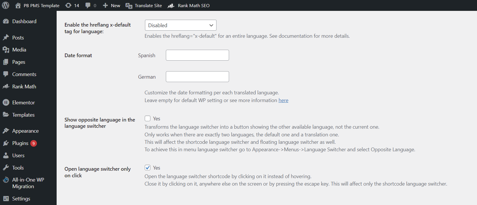 Enabling clickable language switcher dropdown