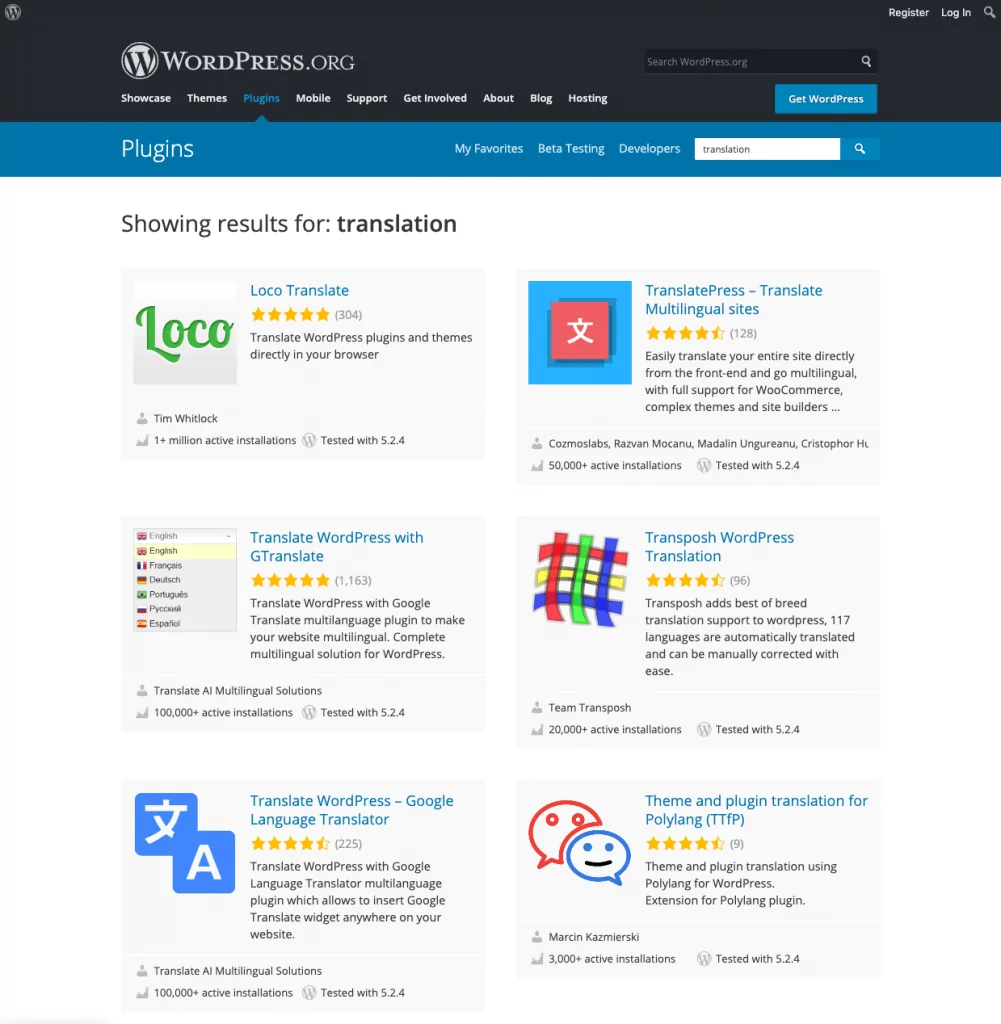 WordPress translation plugins