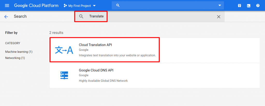 Google Translate API