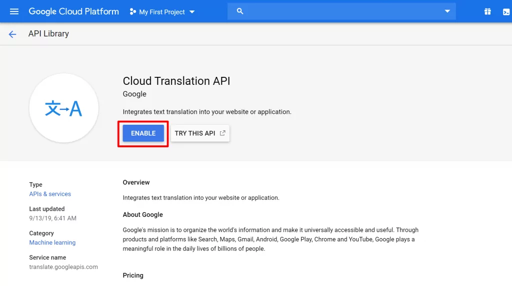 Enable Google Translate service to automatically translate WooCommerce