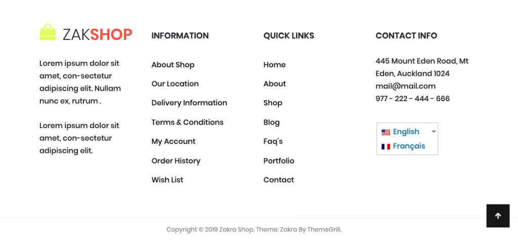 Adding a language switcher to the footer of WordPress.