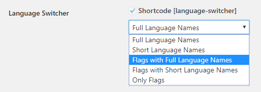 WordPress Language Switcher Shortcode options