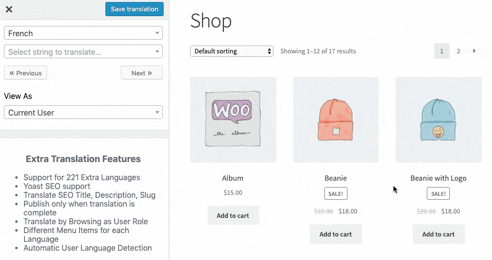 Translating WooCommerce Store with TranslatePress