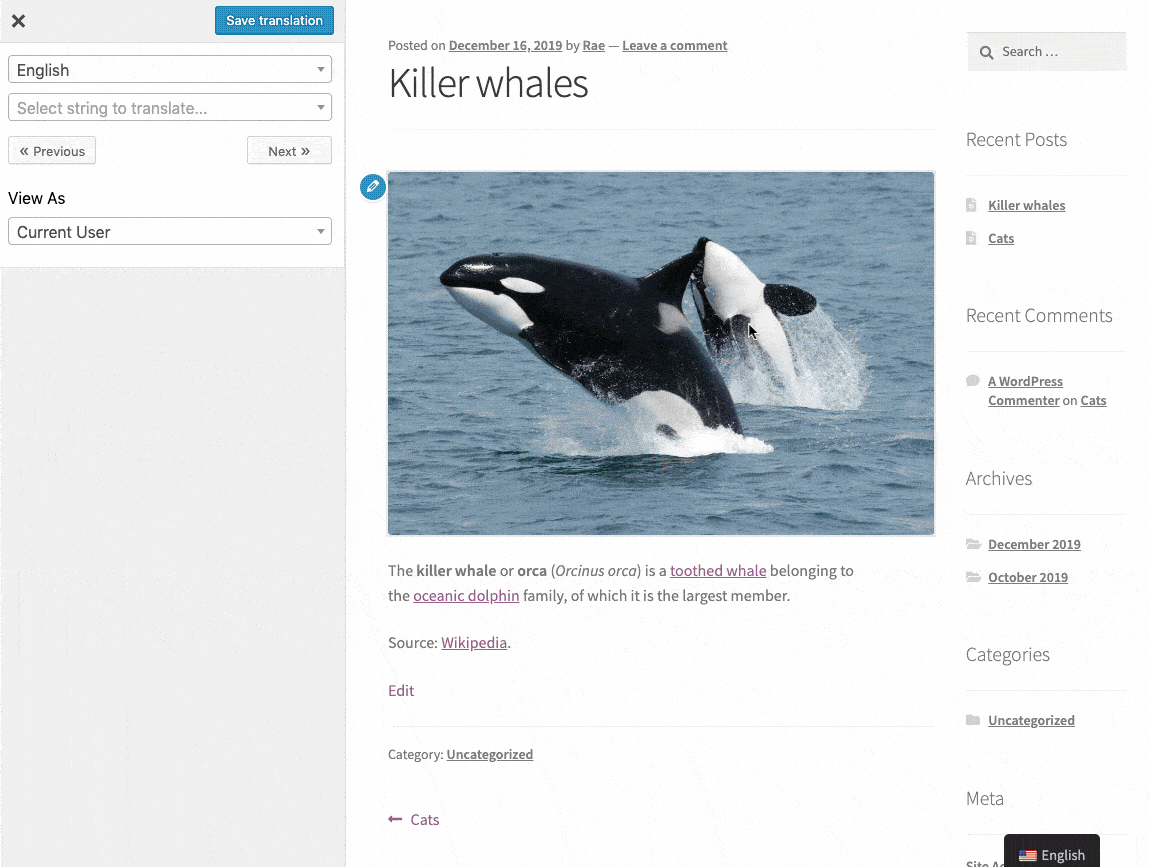 Translating media in WordPress with TranslatePress