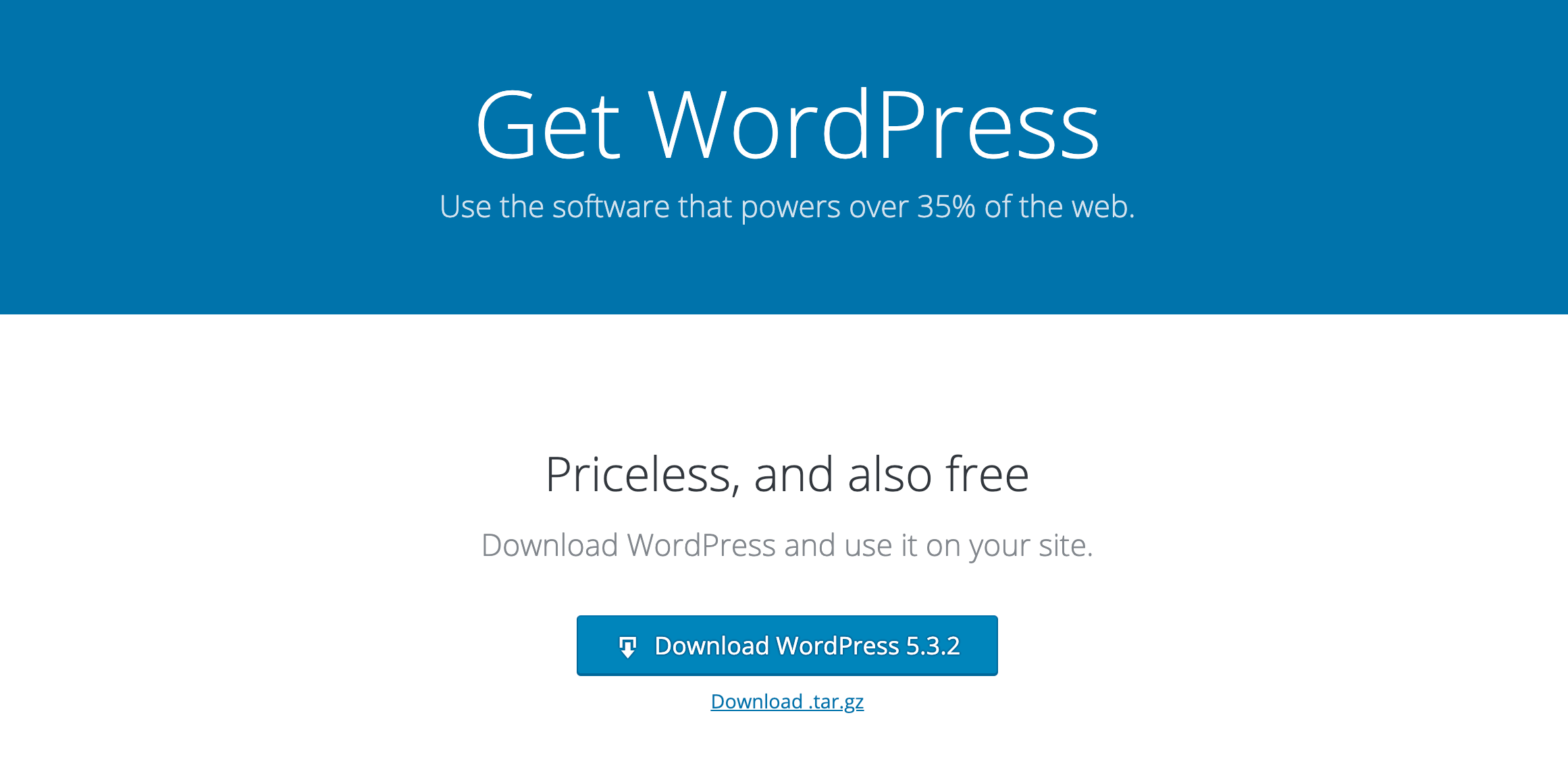The WordPress Download page.