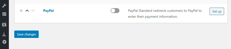 Enabling PayPal support for WooCommerce.