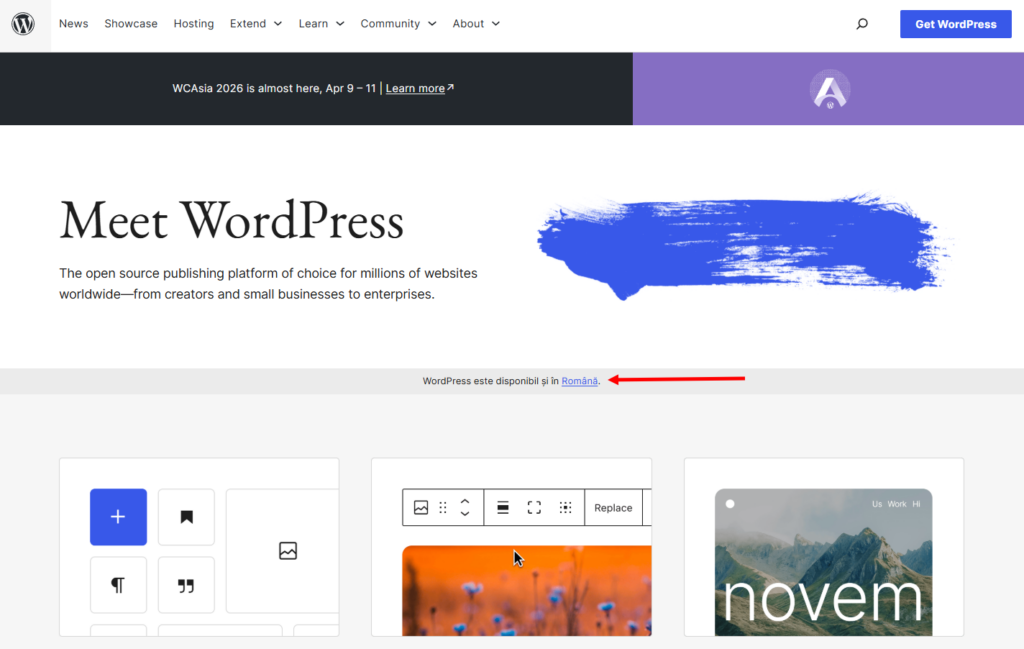 WordPress.org language switcher