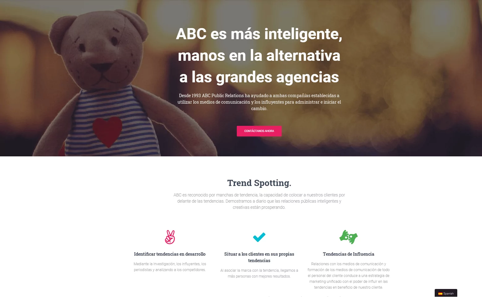 An example of a site translated into Spanish.