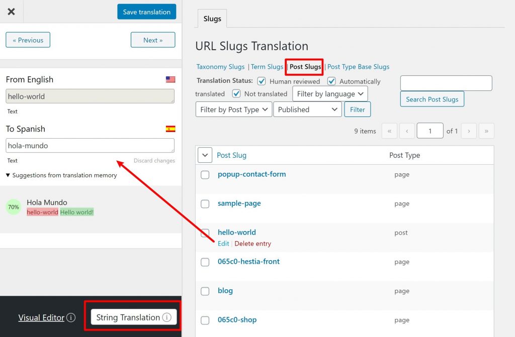 How to translate URL slug