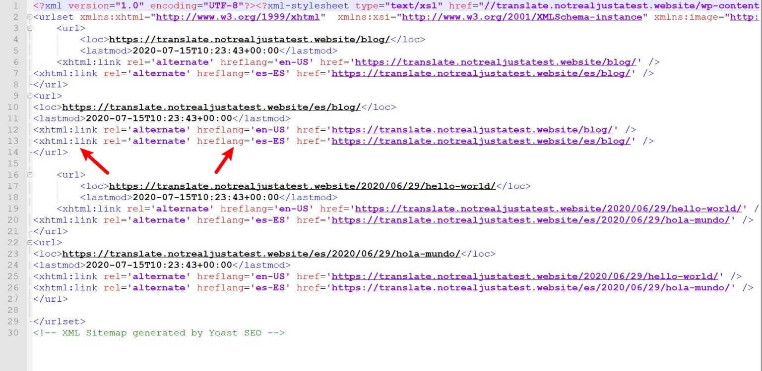 Hreflang tags in XML sitemap