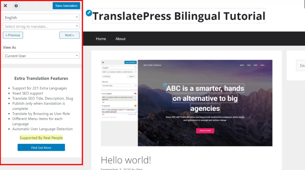 Editing text for your Bilingual WordPress website