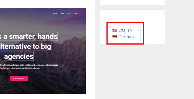 Bilingual website Language switcher in Sidebar