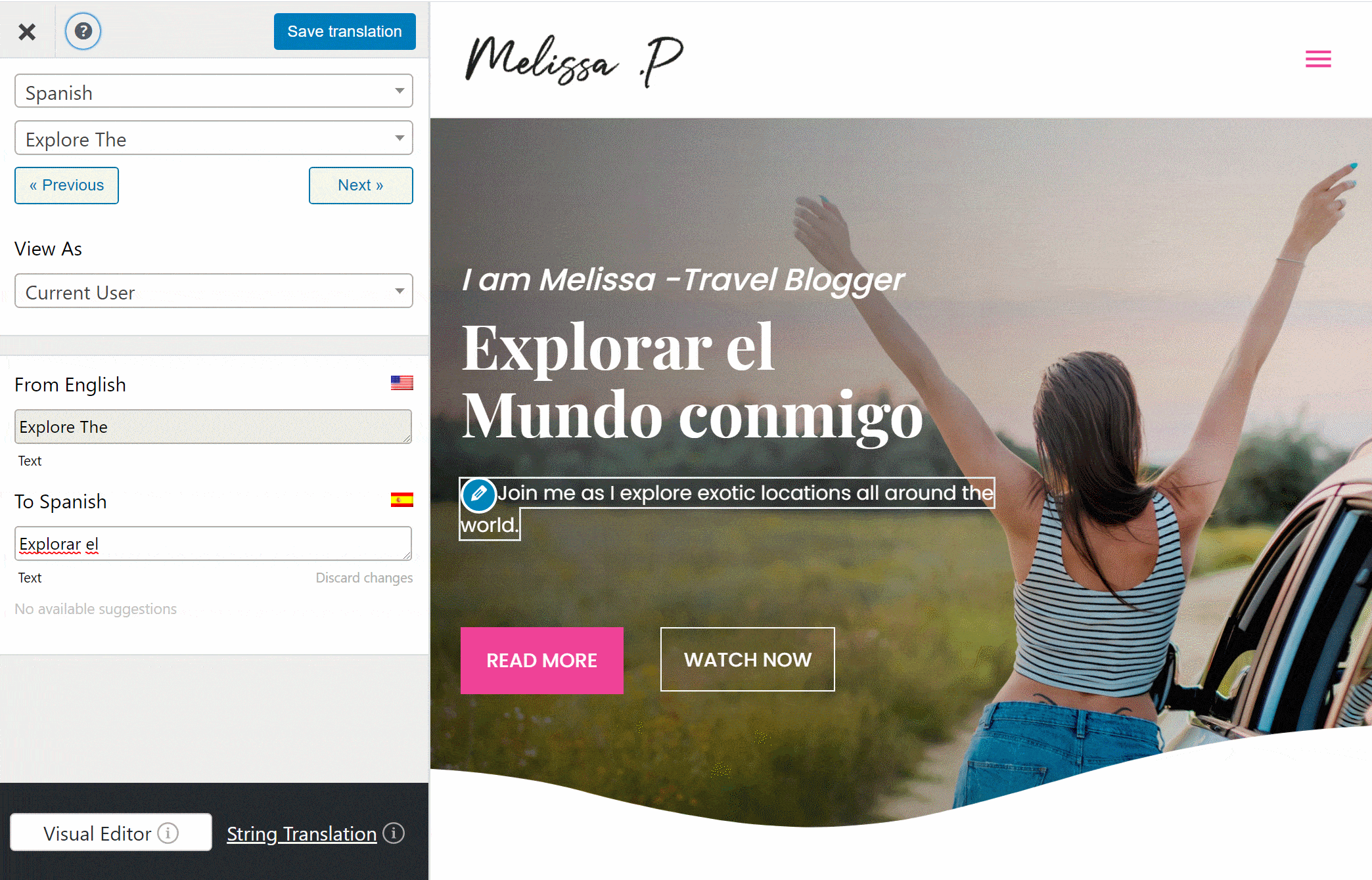 How to translate English website into Spanish