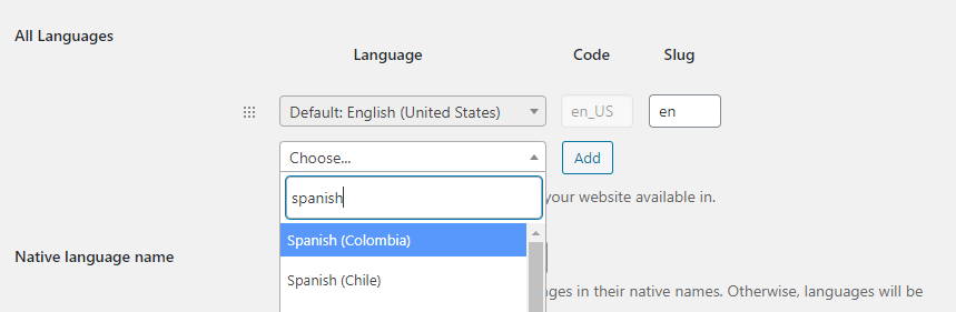 Adding a language to your website using TranslatePress.