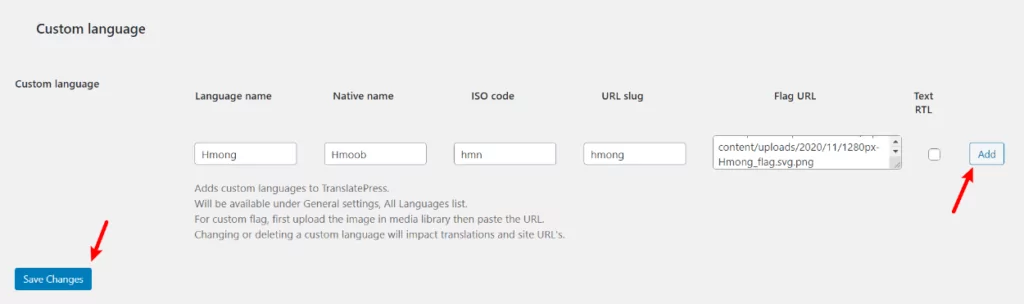 How to add a WordPress custom language