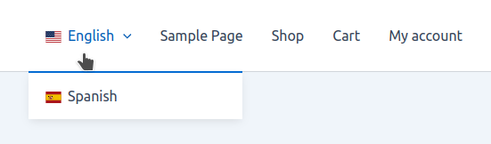Astra menu item language switcher