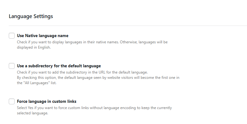 TranslatePress settings