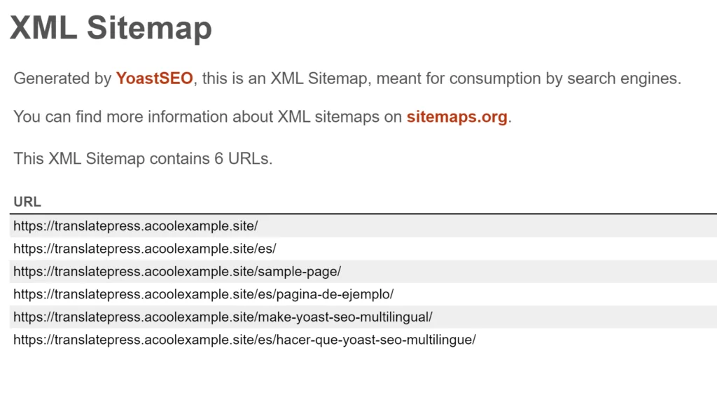 Accessing your multilingual sitemap