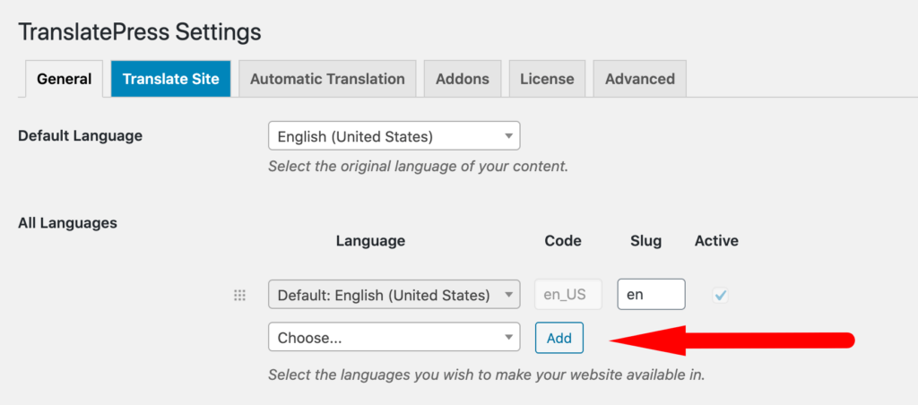 add language to TranslatePress free vs pro