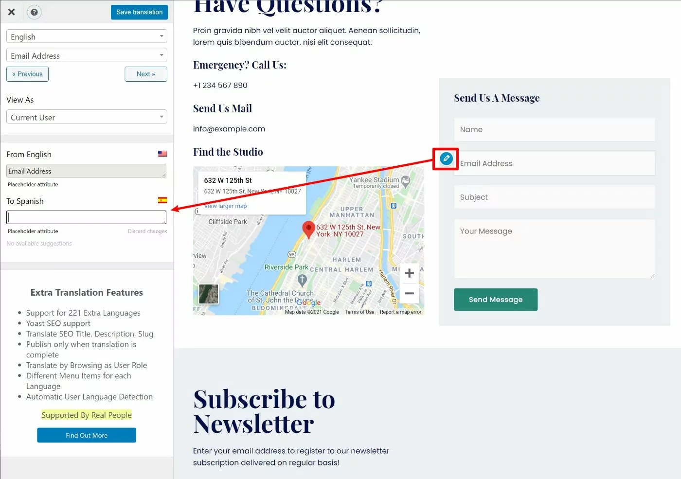 Translate form placeholders