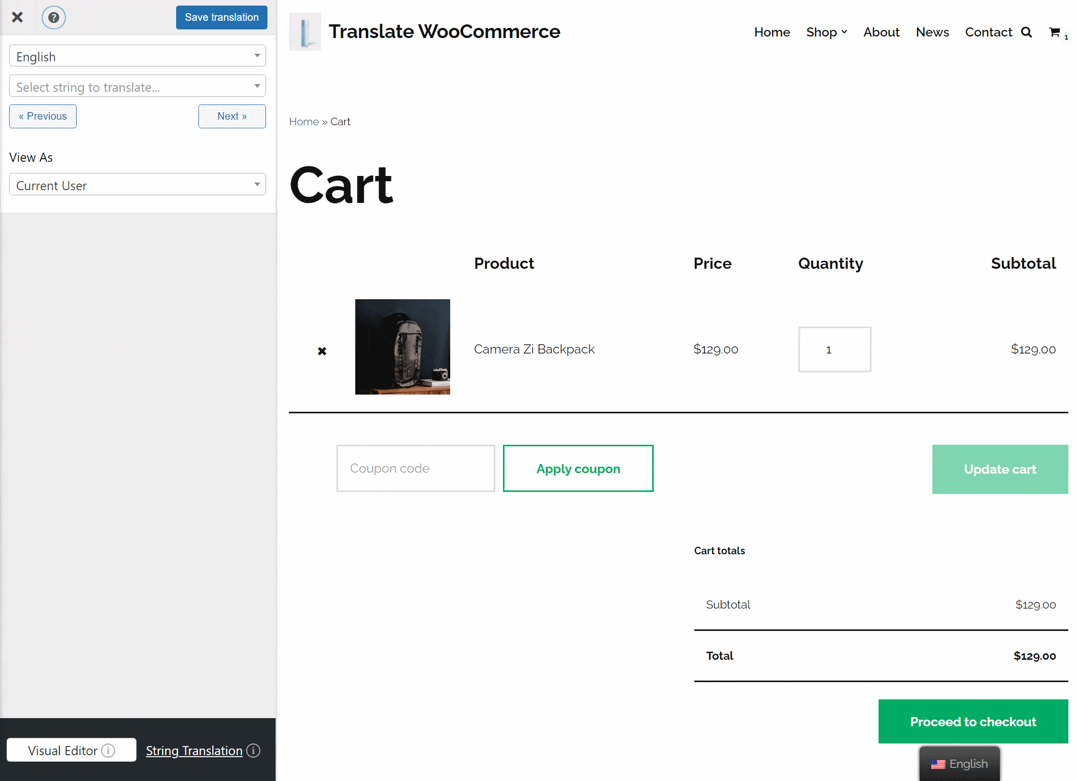How to translate WooCommerce cart and checkout pages