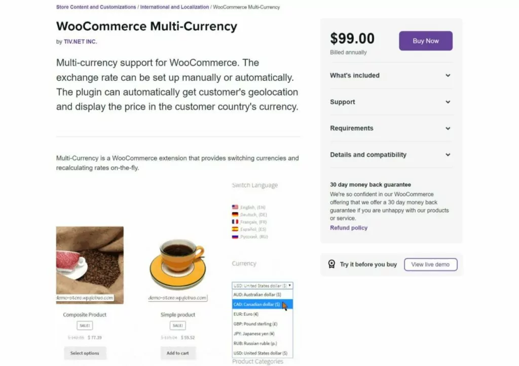 WooCommerce multi currency converter plugin