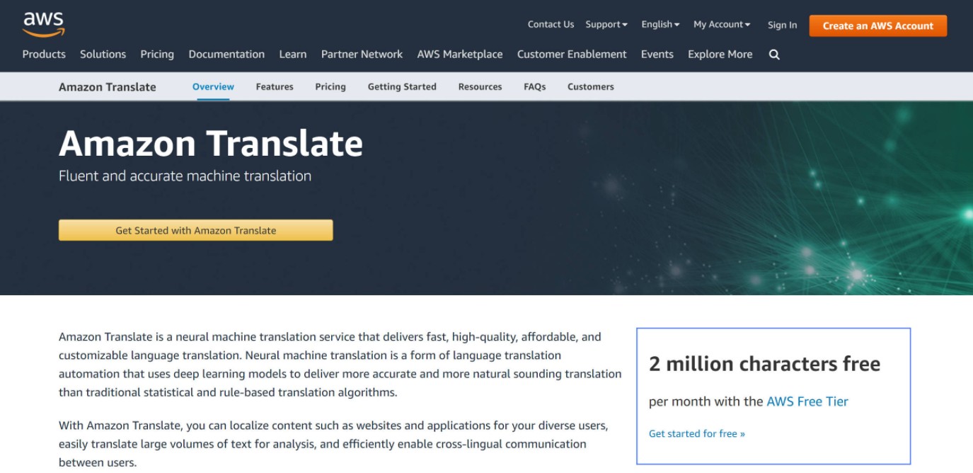 Amazon Translate alternative for Google