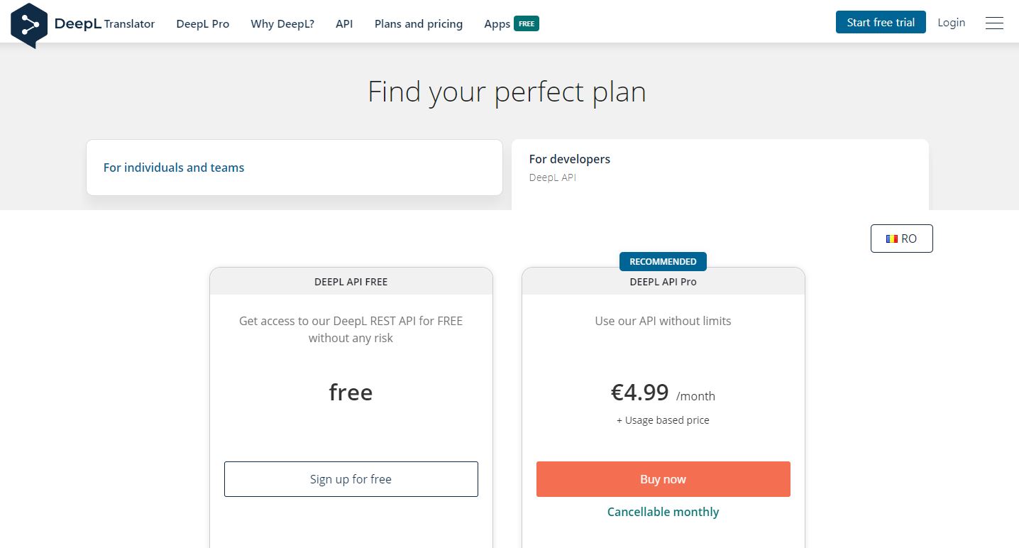 DeepL API plans for automatic translation