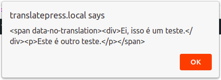 HTML translated with the custom translation function