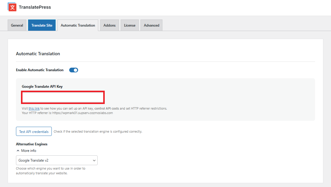 google translate api key