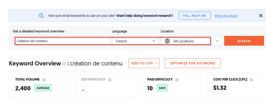 multilingual website seo keyword research french