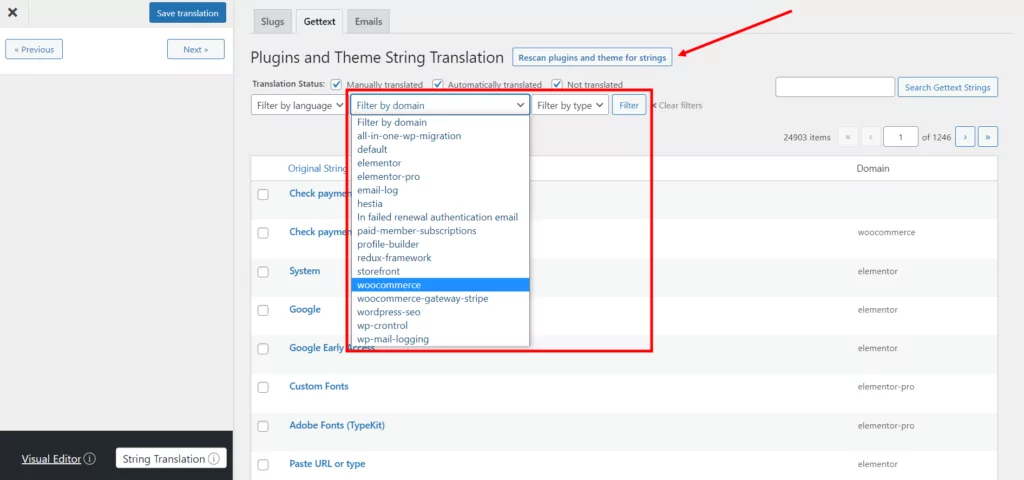 Filtering WooCommerce emails for translation